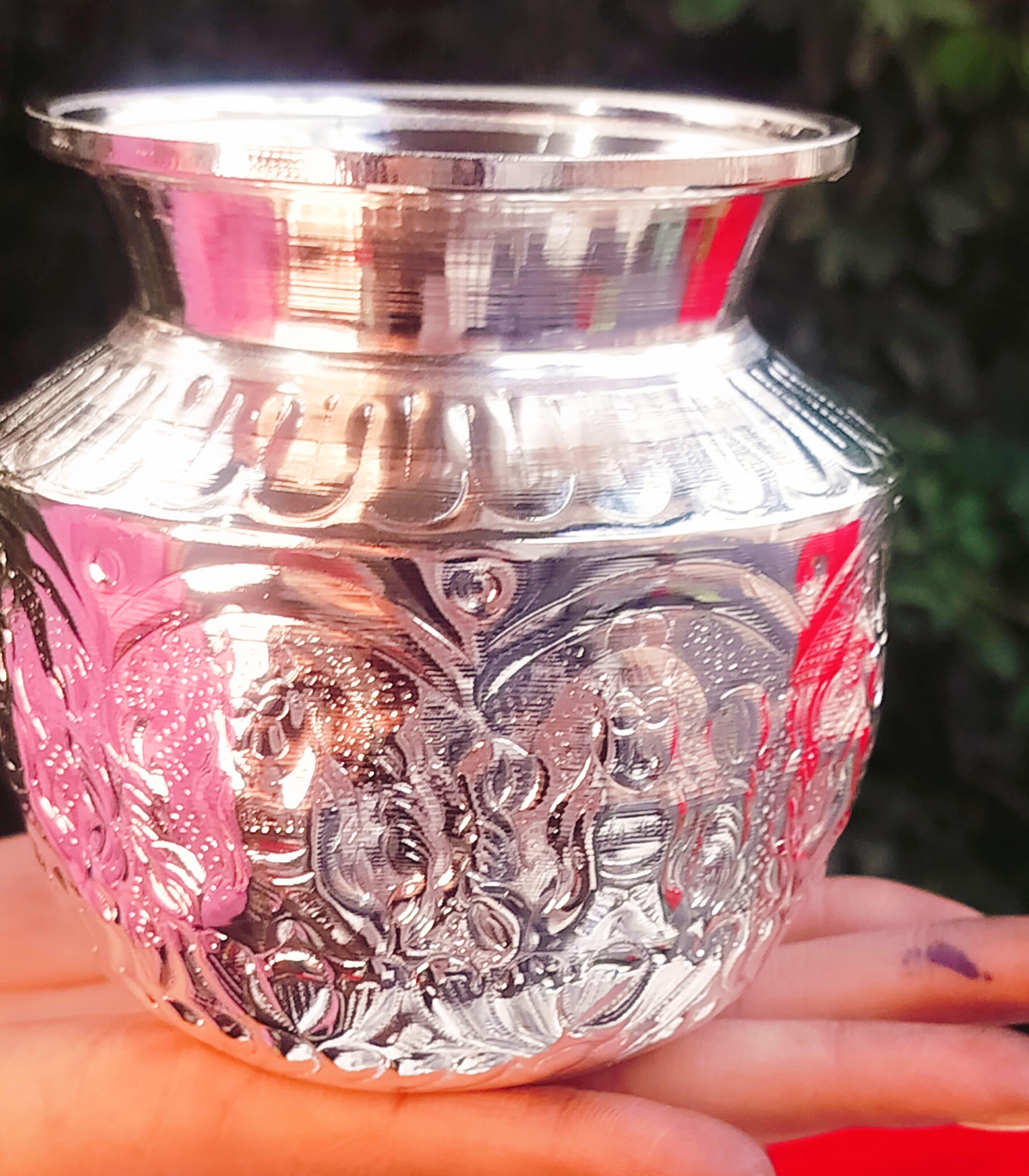 German Silver Combo Pooja thali Set of 9 Pieces Flower Tray Set